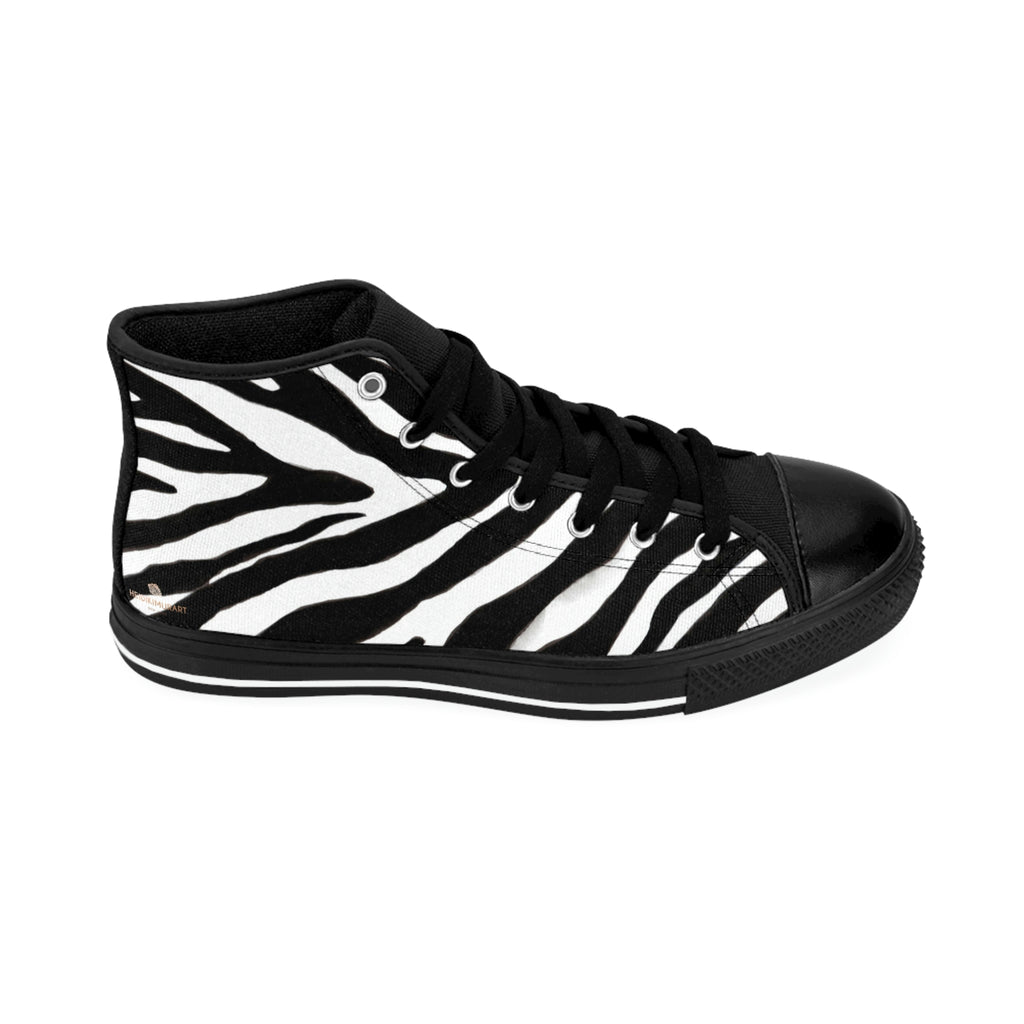 Cool Zebra Women's Sneakers, Striped Animal Print Designer High-top ...