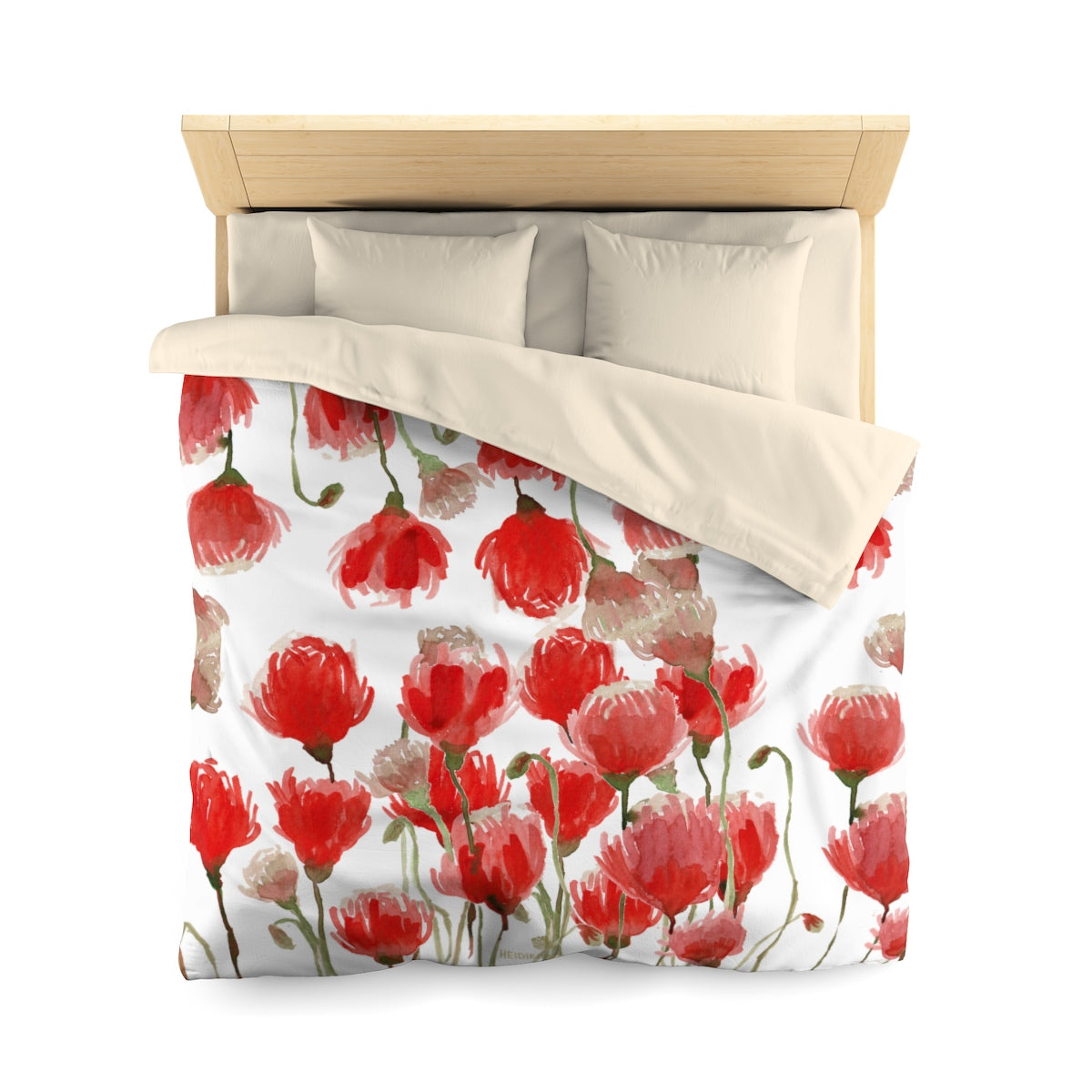 White Red Poppy Flower Floral Super Soft Polyester Microfiber