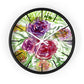 Pink Purple Floral Rose 10 inch Diameter Shabby Chic Girlie Wall Clock - Made in USA-Wall Clock-Black-White-Heidi Kimura Art LLC