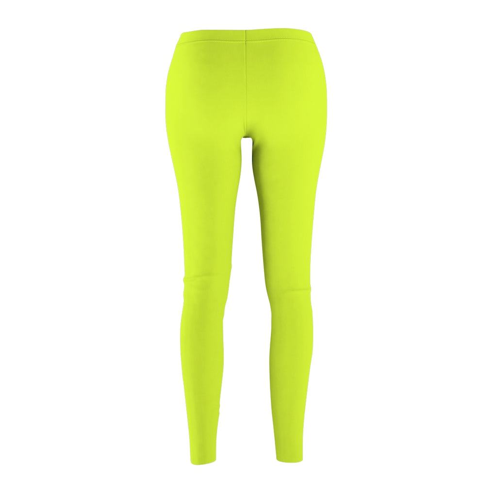 Lime Green Fancy Tights, Solid Color Women's Casual Leggings - Made in ...