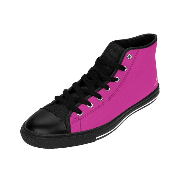 Hot Pink Men's High-top Sneakers, Solid 