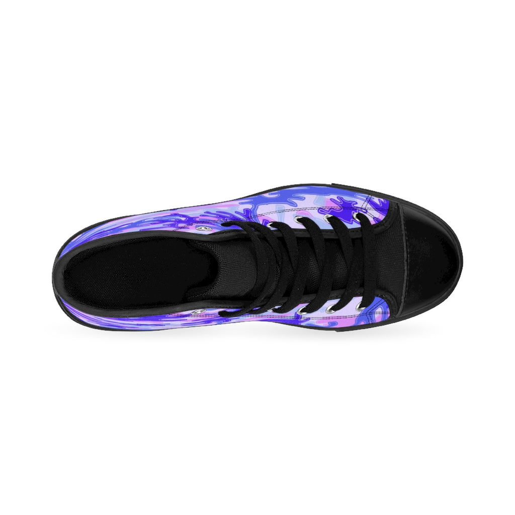 purple high top tennis shoes