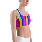 Akane Colorful Gay Friendly Rainbow Vertically Striped Women's Sports Bra - Made in USA