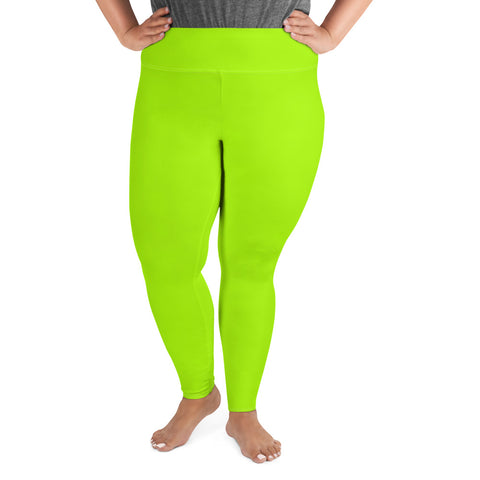 Neon Green Plus Size Leggings, Comfy Long Yoga Tights For Curvy Ladies  -Made in USA/EU | Plus size leggings, Plus size, Green leggings