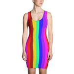 Rie Designer Striped Rainbow Colorful Women's One-Piece Dress- Made in USA/ Europe