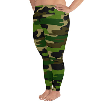 SHOP: Fumi Green Military Camo Camouflage Print Women's Plus Size Leggings (US Size: 2XL-6XL)