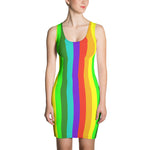 Nichome Gay Pride Striped Rainbow Colorful Women's One-Piece Dress- Made in USA/ Europe