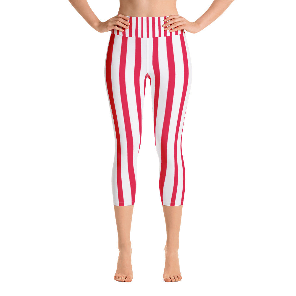 red and white vertical striped pants