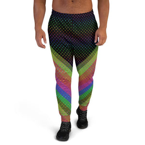 black joggers with rainbow stripe