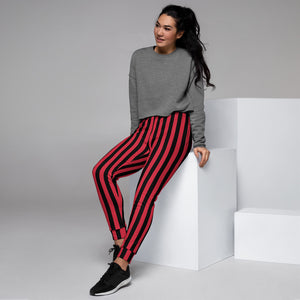 black joggers with red stripe womens