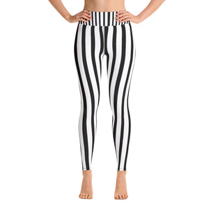 striped yoga pants black and white