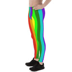 Niji Rainbow Lover Men's Running Leggings & Run Tights Meggings Activewear- Made in USA/ Europe
