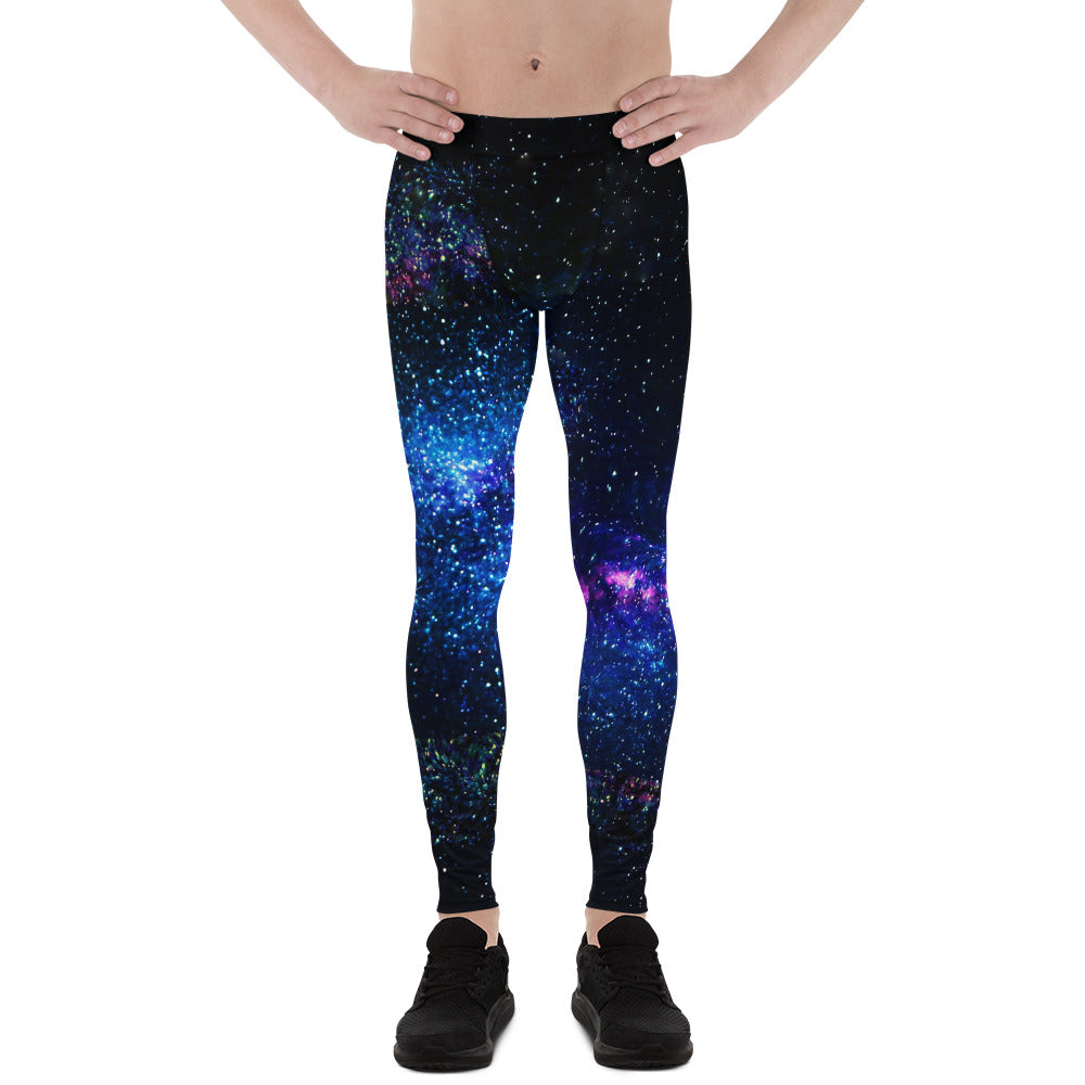 Galaxy Space Running Men's Tights, Purple Galaxy Space Universe Print ...