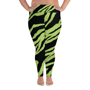 plus size green and black striped tights