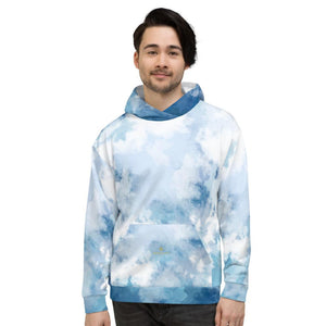 Blue Abstract Unisex Hoodie, Men's or Women's Comfy Premium Hoodie