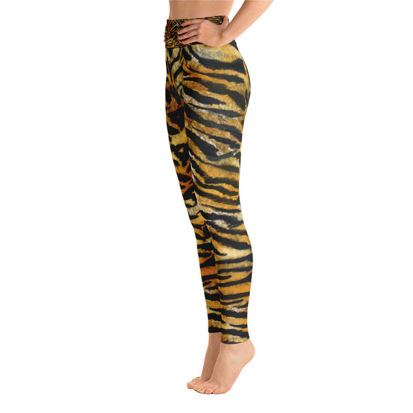 Tiger Striped Women's Yoga Pants, Bengal Animal Print Yoga Leggings ...