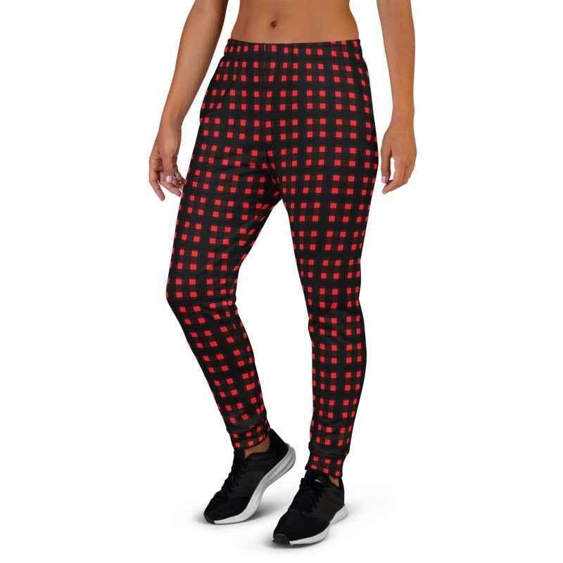 red plaid joggers womens