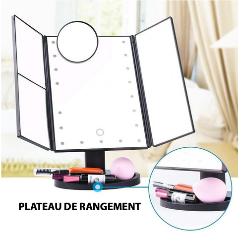 Miroir de maquillage professionnel - 101 x 81 cm - Rétroéclairage par LED