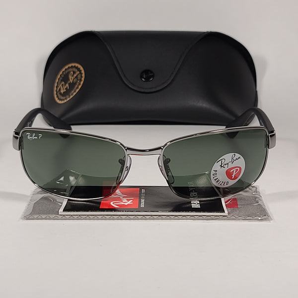 Ray-Ban Polarized Rectangle Sunglasses Gunmetal Matte Black Frame Gray