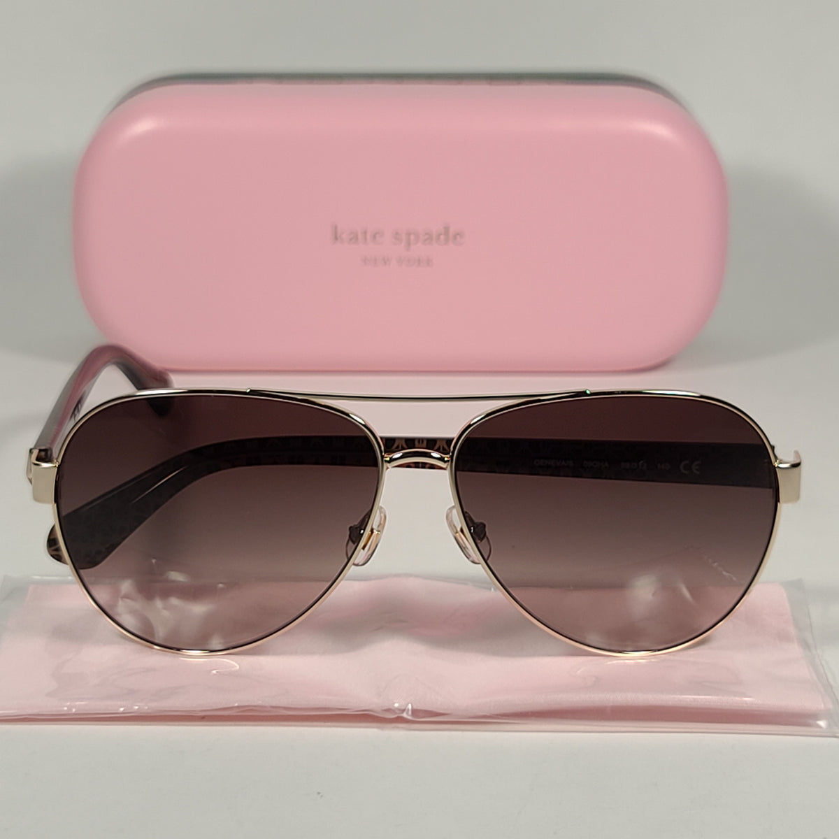 Kate Spade Geneva Aviator Sunglasses Brown Floral Frame Brown Lens GEN