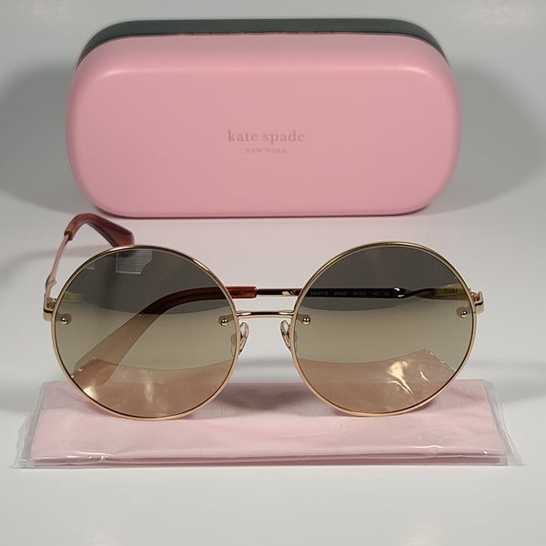 Kate Spade ABIA/F/S J5GUE Round Sunglasses Gold Brown Frame Gold Mirro