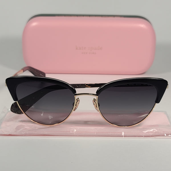 Kate Spade Jahnam Cat Eye Sunglasses Gold Black Glitter Gray Gradient