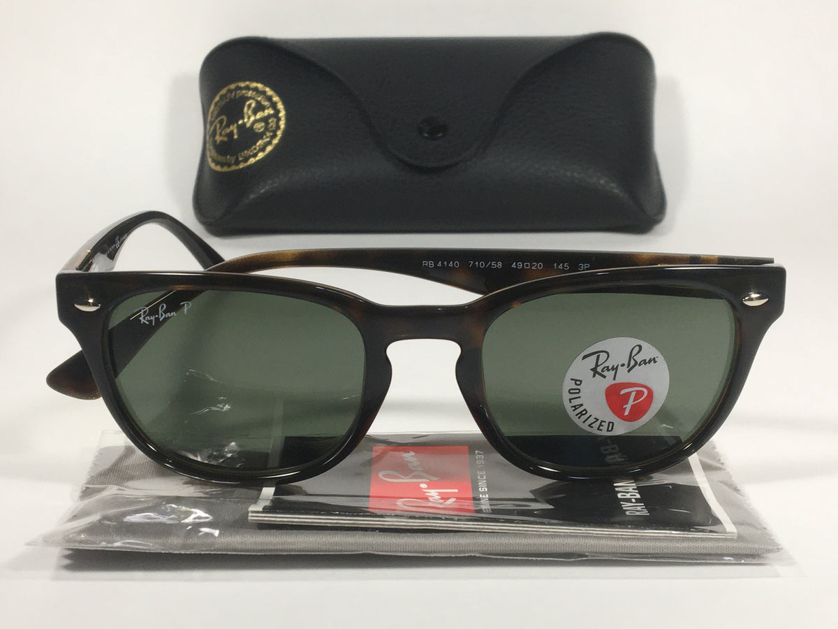 Ray-Ban Polarized Keyhole Sunglasses Brown Havana Frame Green Lenses R