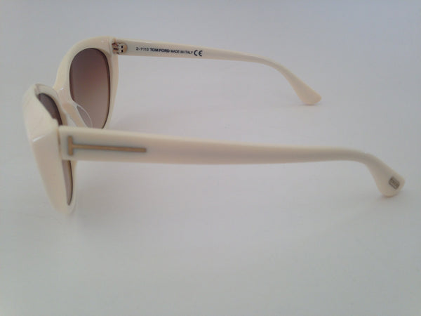 Tom Ford Martina Cat Eye Sunglasses Ivory White Frame Brown Gradient L