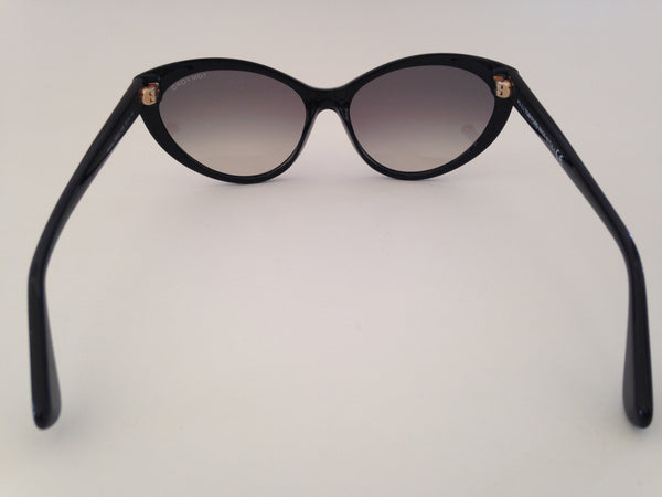 Tom Ford Martina Cat Eye Sunglasses Ivory Black Frame Gray Gradient Le