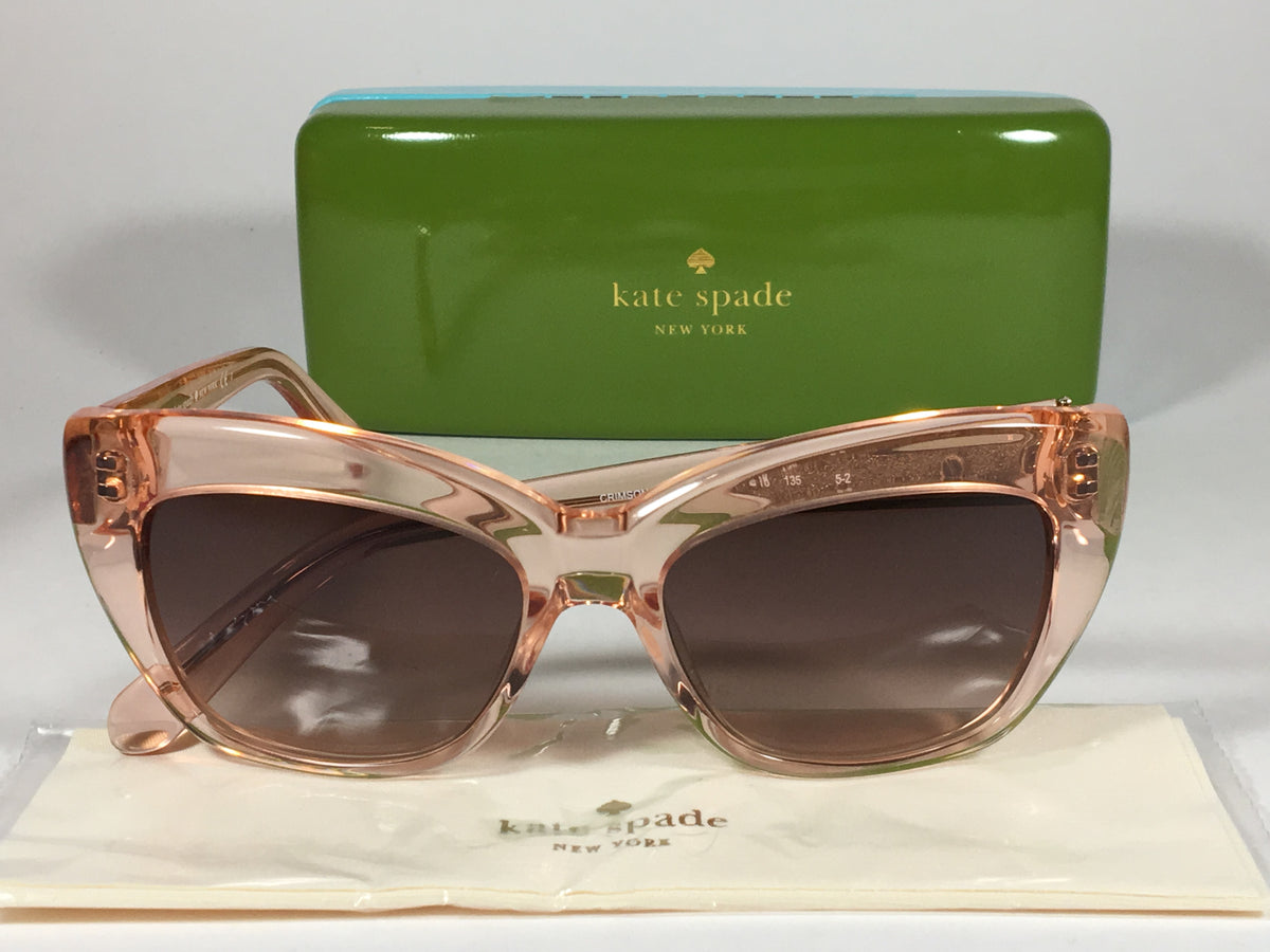 Kate Spade Cat Eye Sunglasses Clear Pink Crystal Flamingo Frame Brown