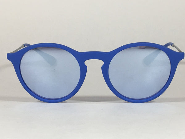 Ray Ban Round Phantos Sunglasses Matte Blue Frame Gray Flash Lens Rb42