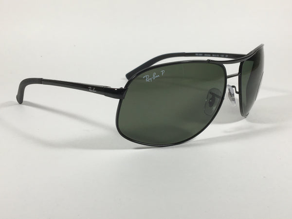 Ray-Ban Highstreet Polarized Aviator Sunglasses Black Green Lens RB338
