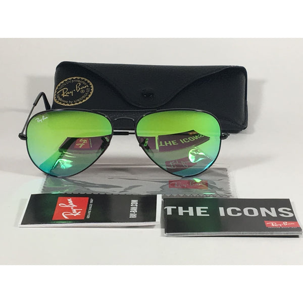 Ray Ban Aviator Sunglasses Rb3025 002 4j Black Green Gradient Flash Mi