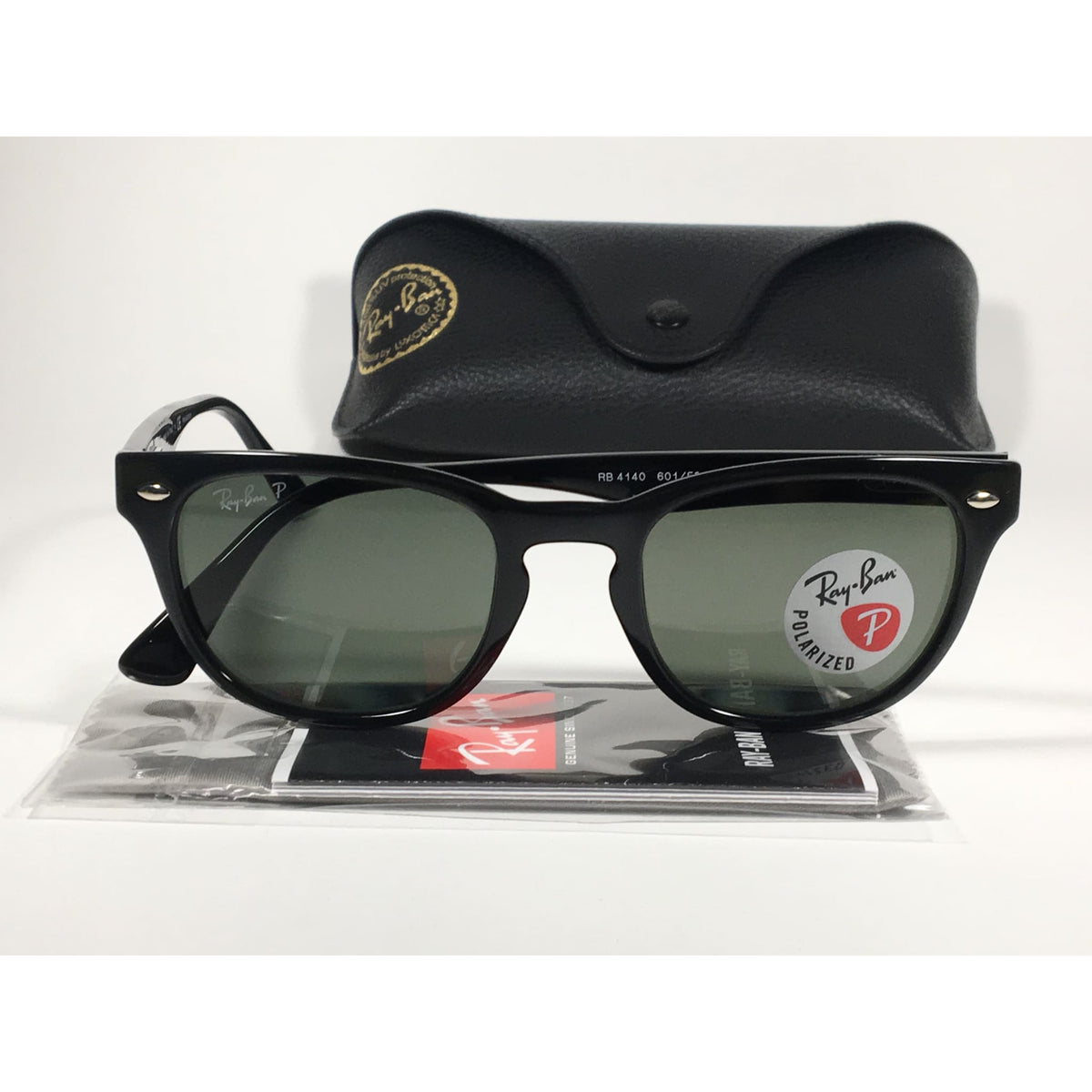 Ray-Ban Polarized Keyhole Wayfarer Sunglasses Black Gloss Frame Green