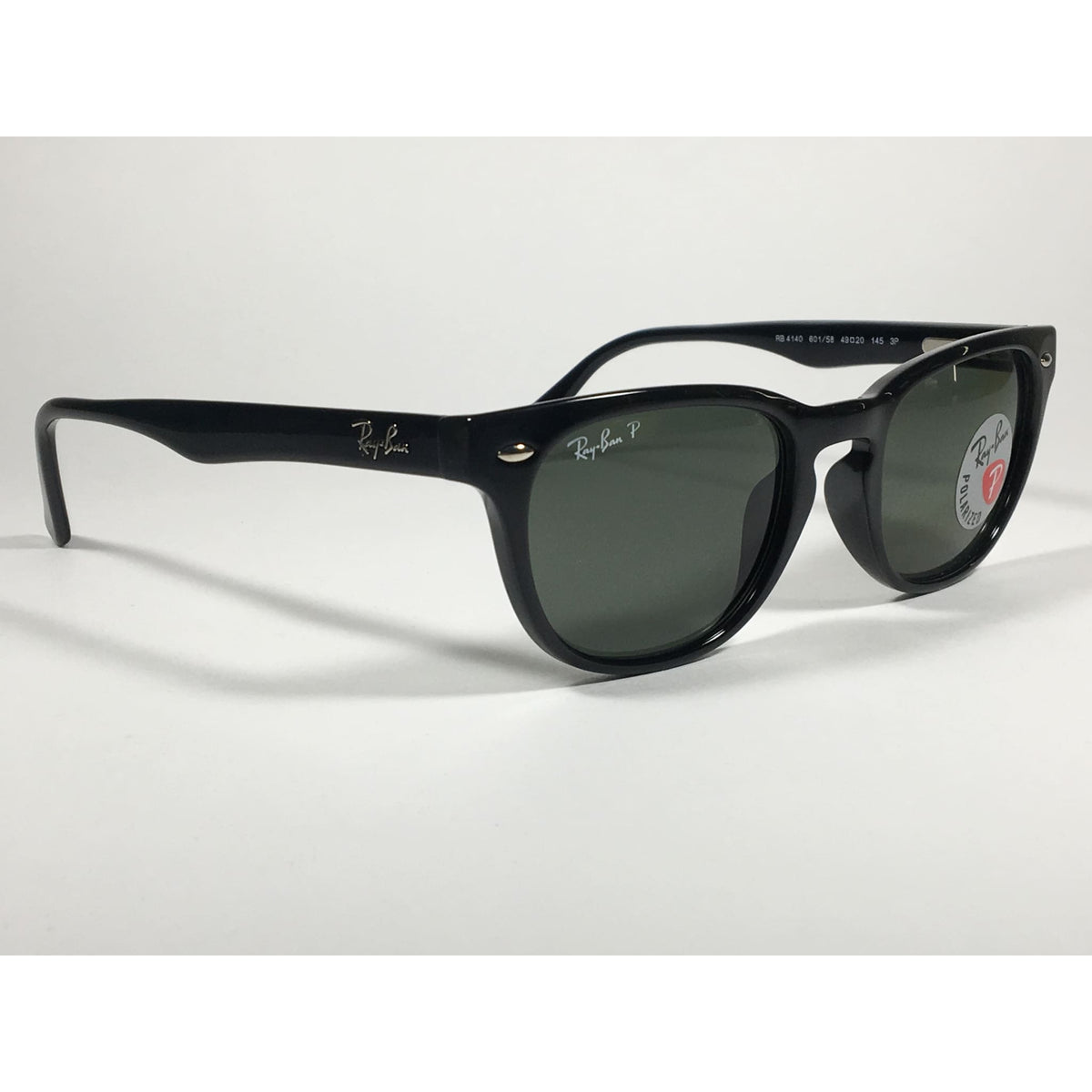Ray-Ban Polarized Keyhole Wayfarer Sunglasses Black Gloss Frame Green