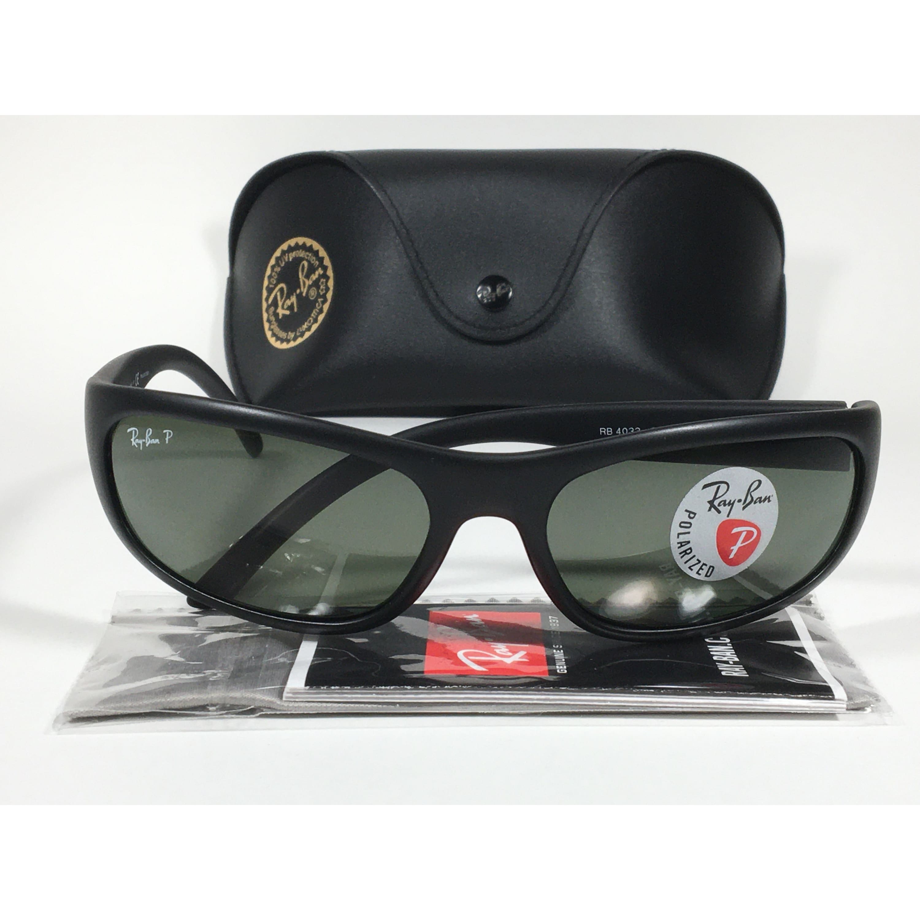 Ray Ban Predator Polarized Sunglasses Matte Black Green Lens Rb4033 60