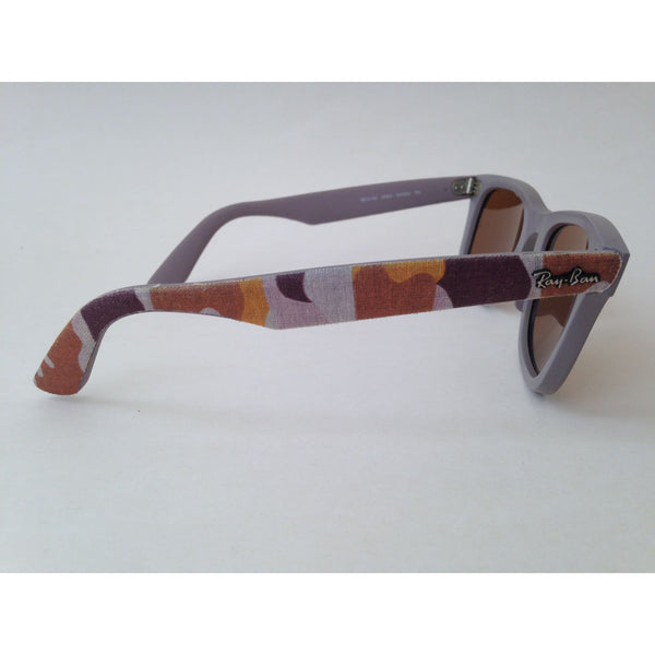 Ray-Ban Urban Camo Wayfarer Sunglasses Gray Matte Beige Frame Brown B-