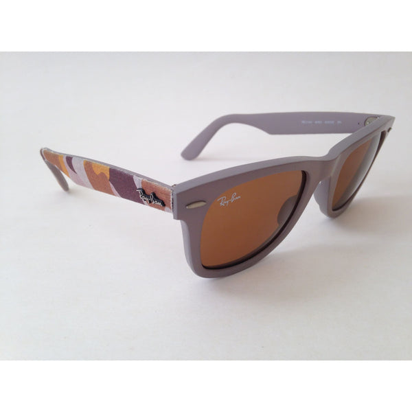 Ray-Ban Urban Camo Wayfarer Sunglasses Gray Matte Beige Frame Brown B-