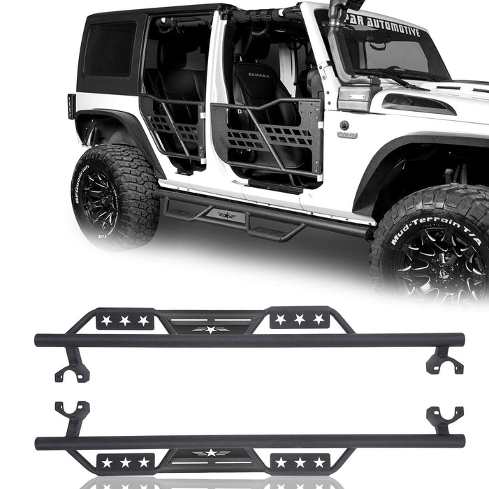 Jeep JK 4 Door Side Steps Wide Drop Nerf Bars Solid Steel Running Boards  for 2007-2018 Wrangler JK - u-Box Offroad