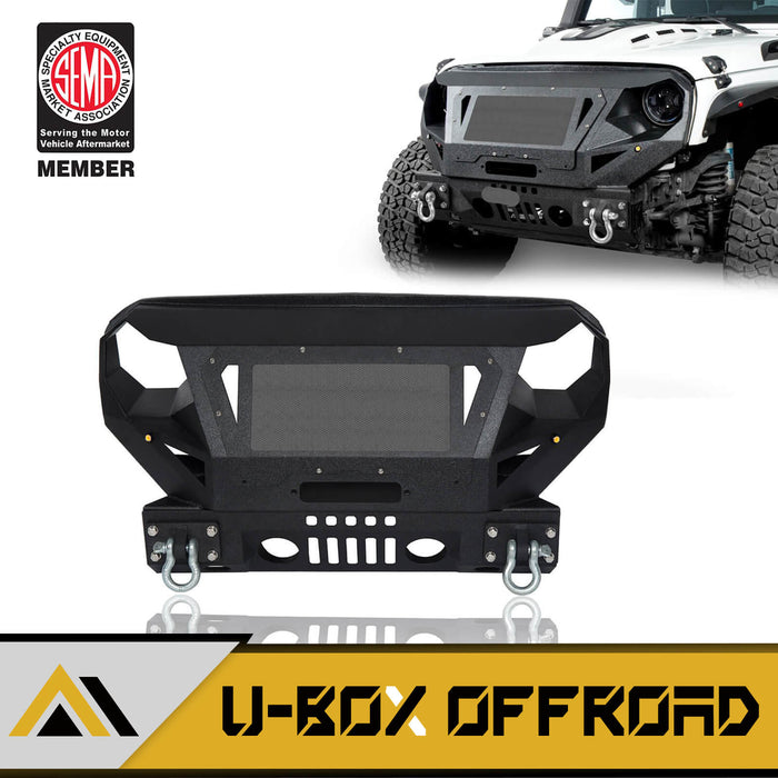 Front Bumper with Grill Guard and Winch Plate for Jeep Wrangler JK  2007-2018 - u-Box Offroad