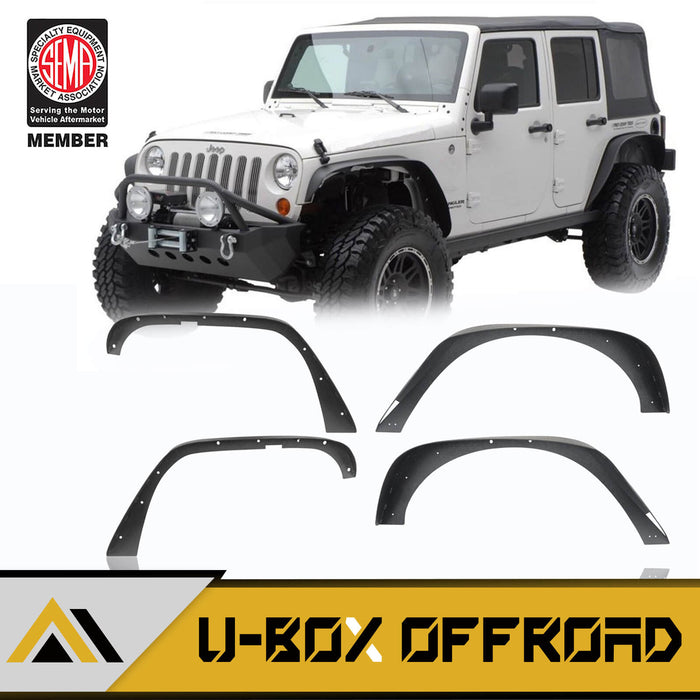 Jeep JK Flat Fender Flares Steel Fender Flares for 2007-2018 Jeep Wrangler  JK - u-Box Offroad