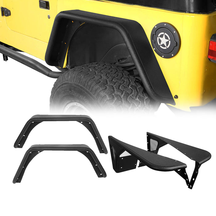 Front & Rear Fender Flares Tubular Fenders for 1997-2006 Jeep Wrangler TJ -  u-Box Offroad