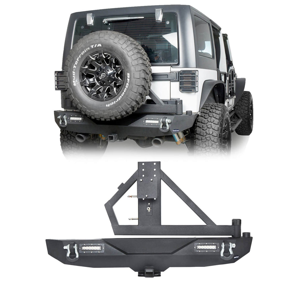 Jeep JK Rear Bumper w/Tire Carrier for 2007-2018 Jeep Wrangler JK - u-Box  Offroad