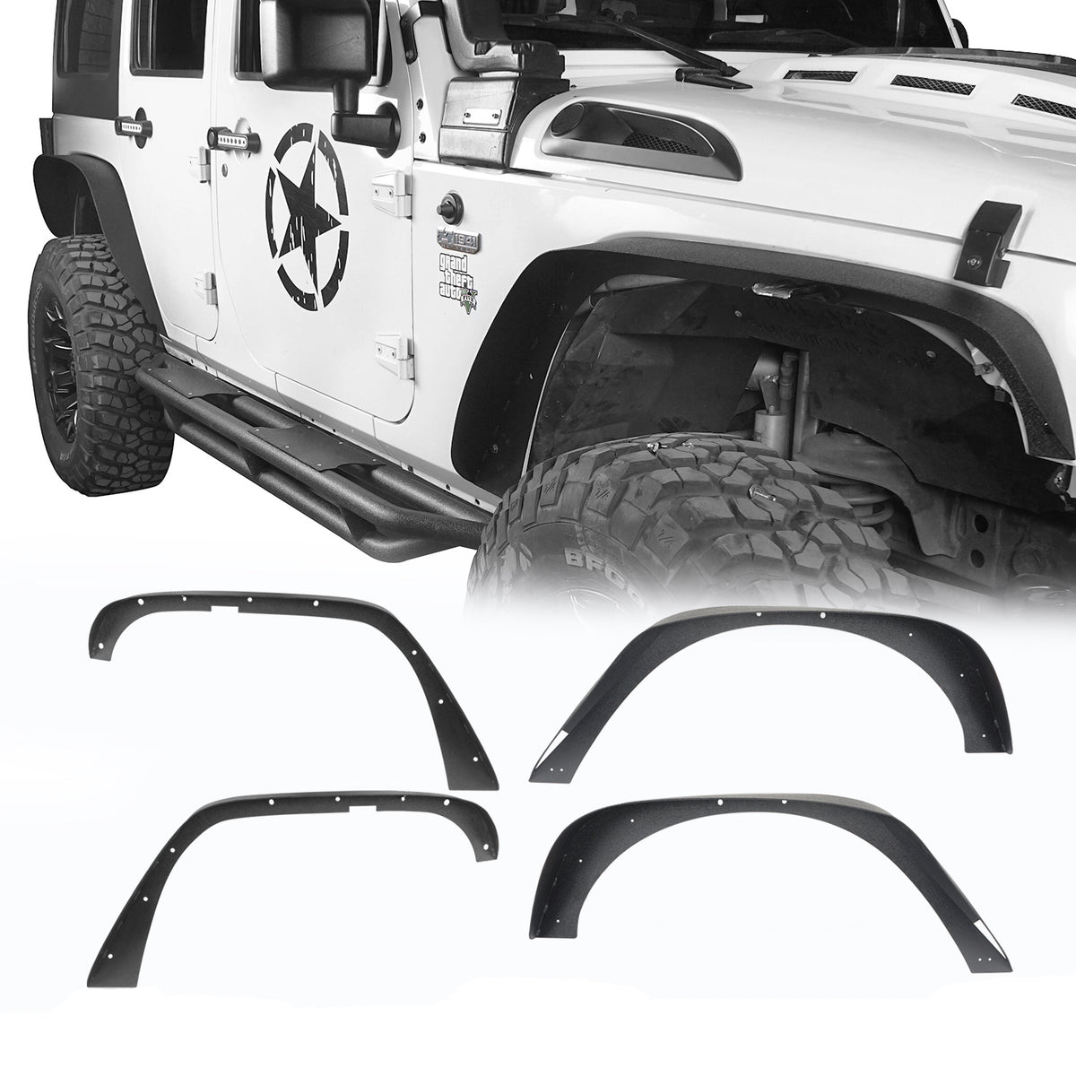 Jeep JK Flat Fender Flares Steel Fender Flares for 2007-2018 Jeep Wrangler  JK - u-Box Offroad