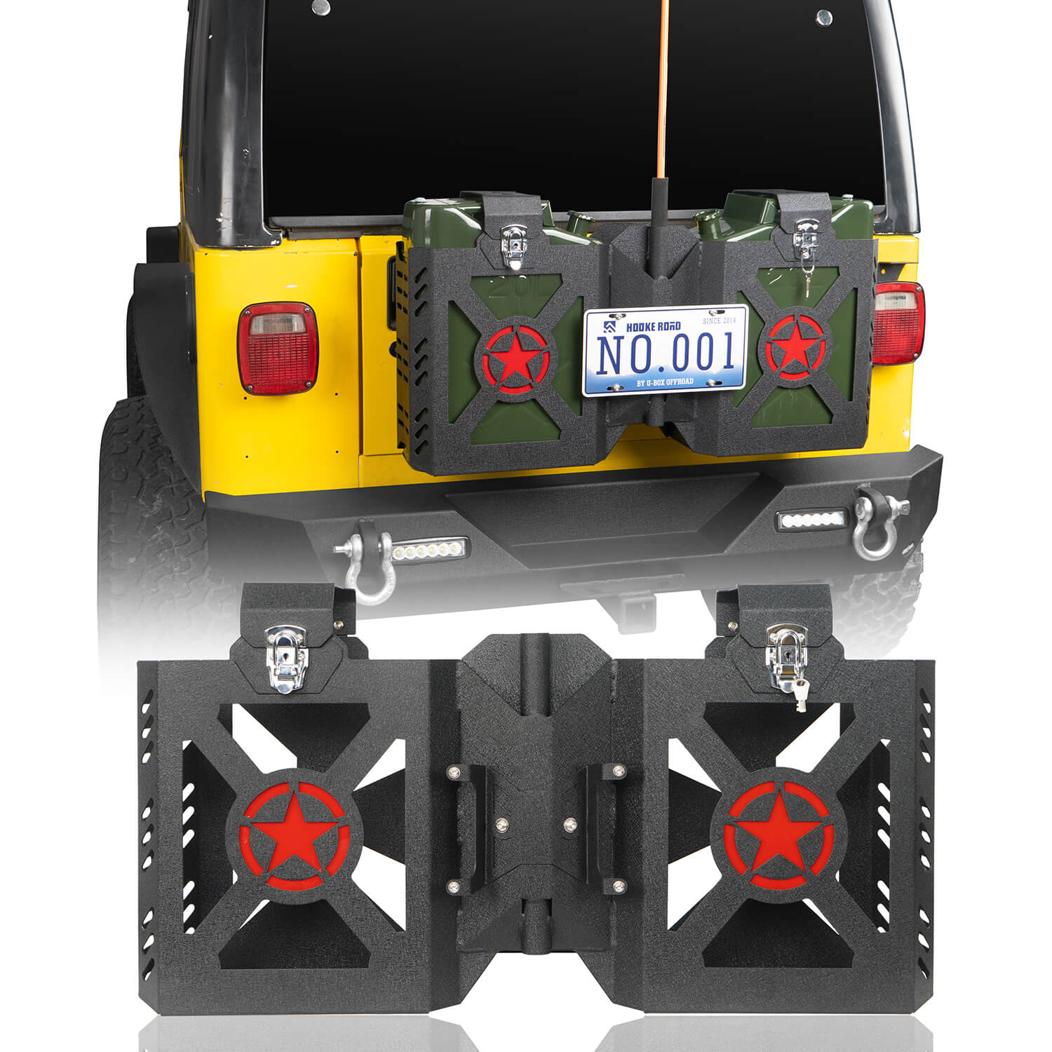 Jeep TJ Jerry Gas Can Holder Tailgate Lock Mount Fit for 1997-2006 Jeep  Wrangler TJ - u-Box Offroad