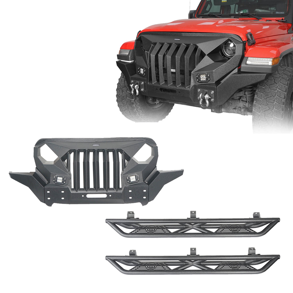 Jeep JL Mad Max Front Bumper & Running Boards for 2018-2023 Jeep Wrangler  JL - u-Box Offroad