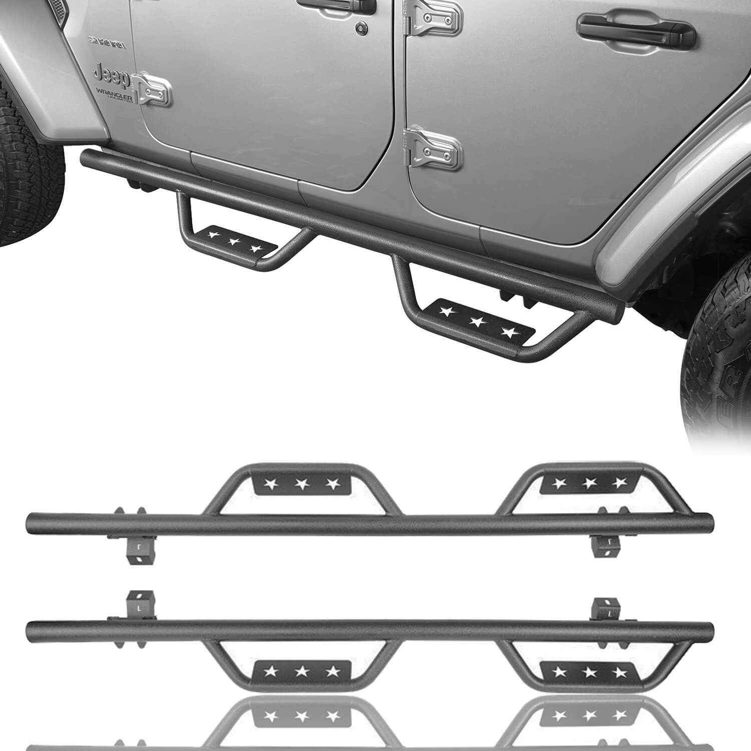 Jeep JL Side Steps Running Boards Nerf Bars for 2018-2023 Jeep Wrangler JL  - u-Box Offroad