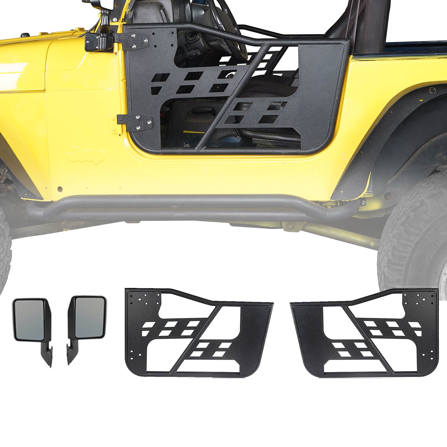 Tubular Door w/Side Mirrors for 1997-2006 Jeep Wrangler TJ - u-Box Offroad