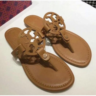 tory burch brown flip flops