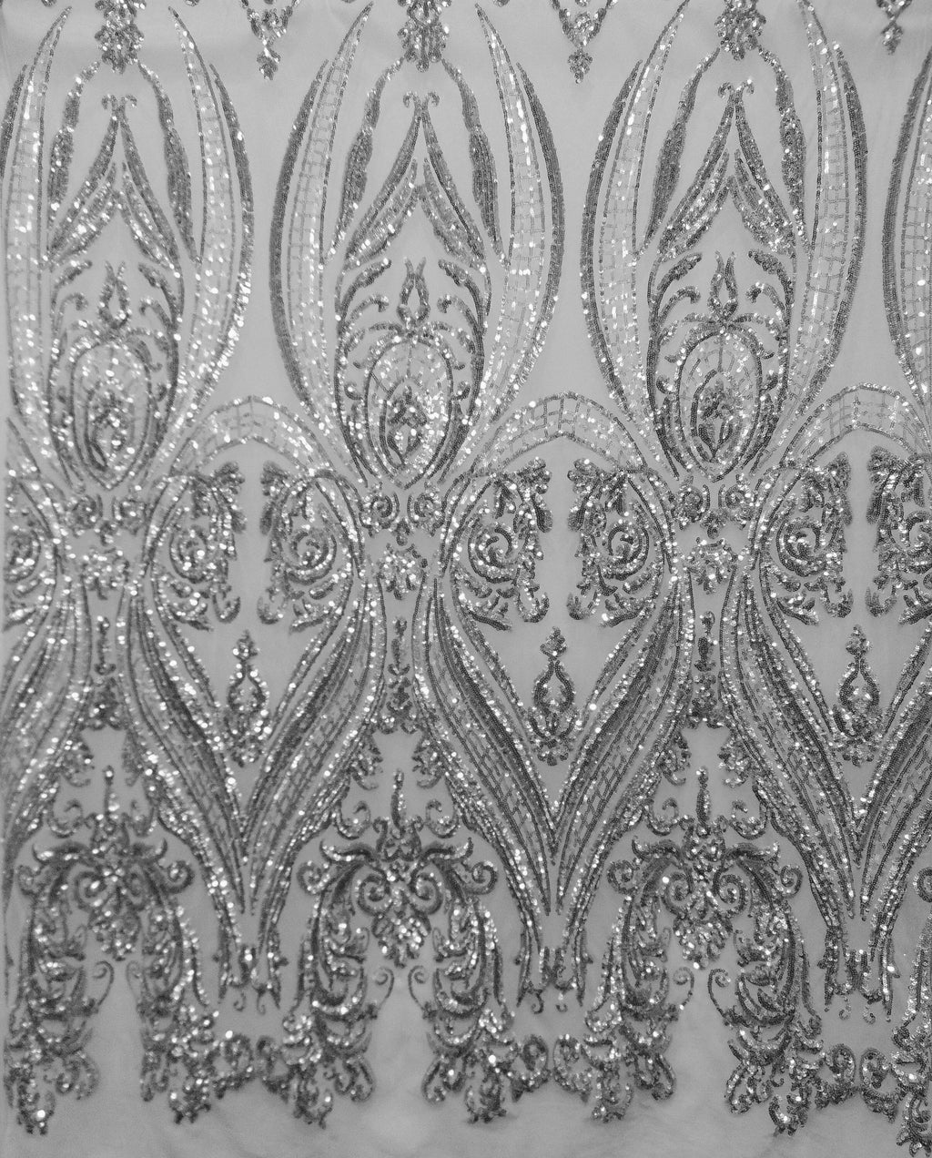 Interlaced Threads Sequinned Shining White Mesh Fabric - OneYard